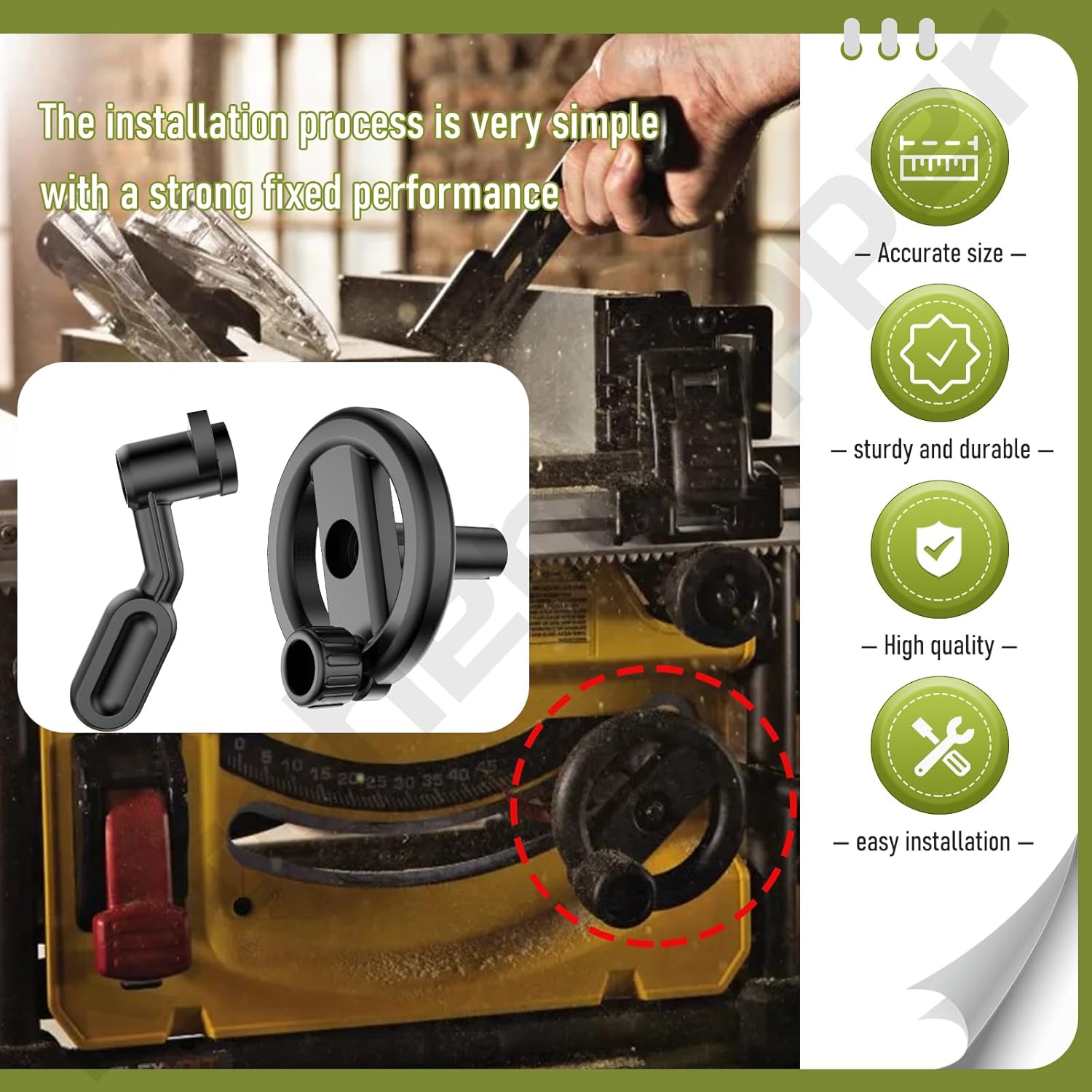 5140117-78 Replacement Table Saw Bevel Handle & 5140117-77 Table Saw Wheel for De-Walt DW745, DWE7480, DW7450, DW745-AR Replaces 5140032-55, 514003255, 514011778, 5140032-48, 00099005140032-48