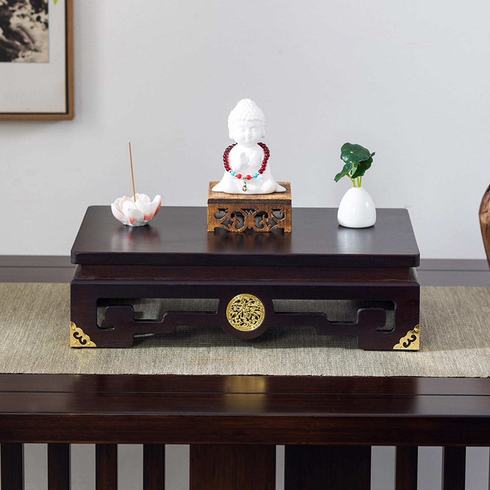 NHPJFDC Personal Shrine Stand Prayer Meditation Table,Home Furnishing Meditation Altar Table,Miniature Meditation Altar,Desktop Buddhist Shrine,Buddha Platform(60x25x11.3cm/23.6x9.8x4.5in)