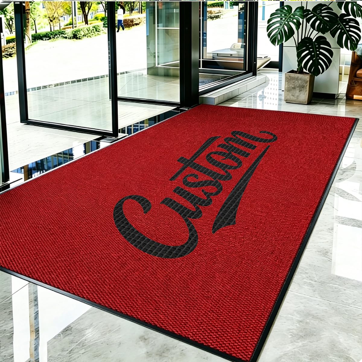 Paillasson Personnalisé avec Logo et Texte Dos Antidérapant Tapis Personnalisable Animaux pour Entrées Famille Commerces Supermarchés,90x120cm