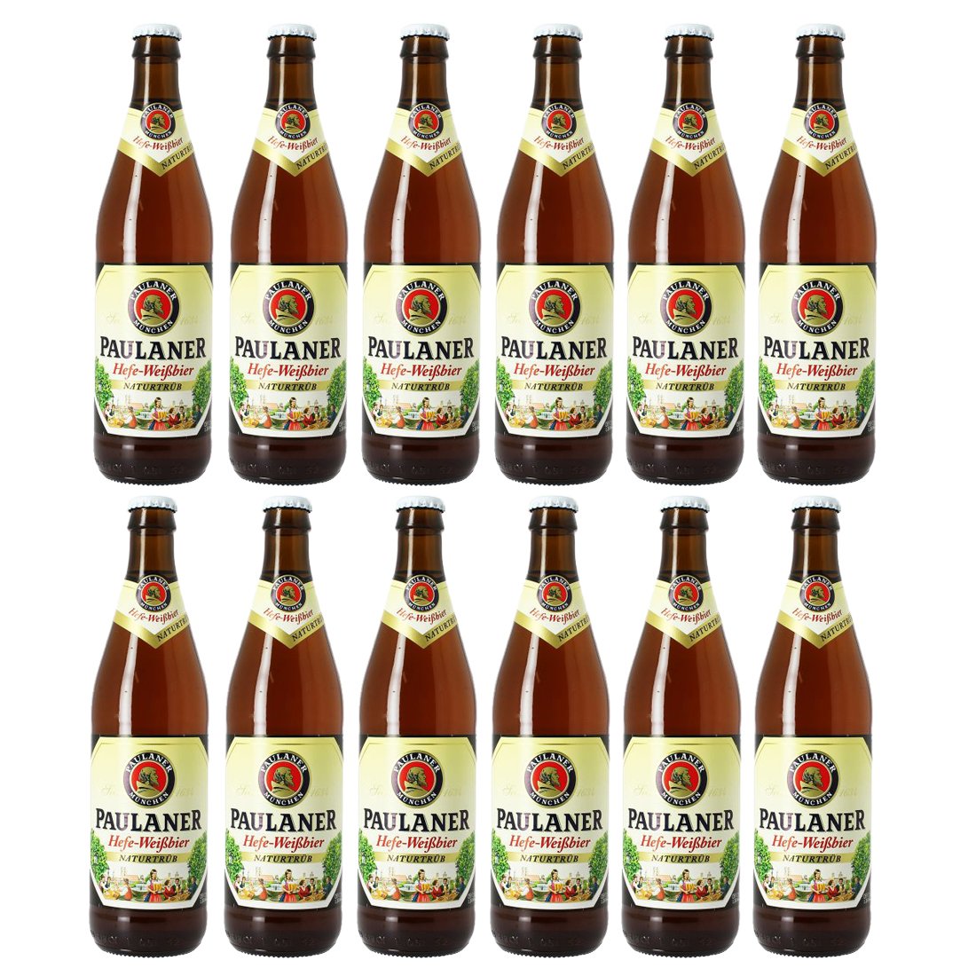 Paulaner Wheat Beer, 12 Pack, Craft, Cloudy, Fruity Aroma, Wheat-Based Flavor, 12 fl oz (355 mL) per Bottle