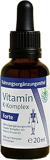 Vitamin K2 Forte Tropfen flüssig, K1 und K2 K-Komplex - Menaquinon MK7, hochdosiertes Liquid in MCT-Öl gelöst und bioaktiver MK-7-Form, 20 ml