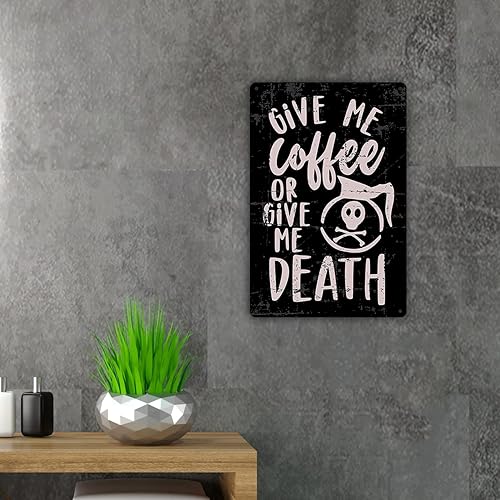 Miniatura 3 de Letrero de metal con texto en inglés Give Me Coffee con texto en inglés Give Me Coffee para decoración de pared con frases para el hogar, cocina,