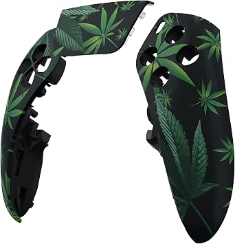 eXtremeRate Left Right Front Housing Shell with Touchpad Compatible with p s 5 Edge Controller, Green Weeds DIY Replacement Faceplate Shell Custom Touch Pad Cover Compatible with p s 5 Edge Controller