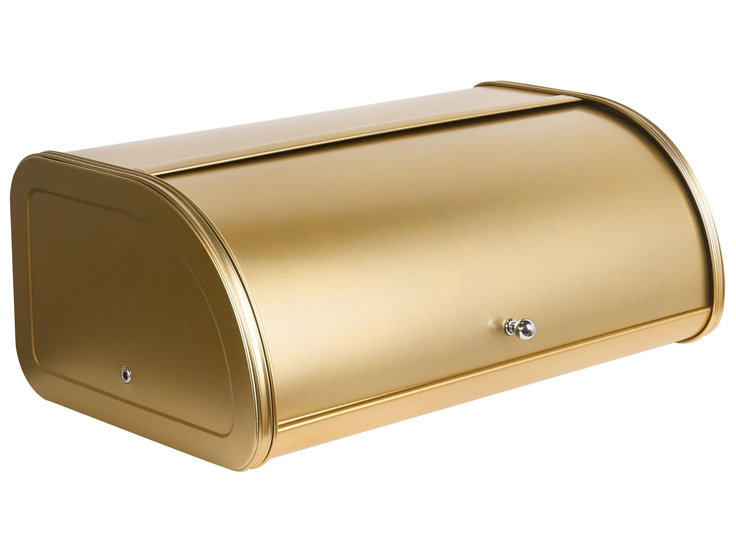 Beliani Brotkasten Edelstahl gold mit Rollklappe Griff halbrund 45 x 26 x 17 cm modern Delectation