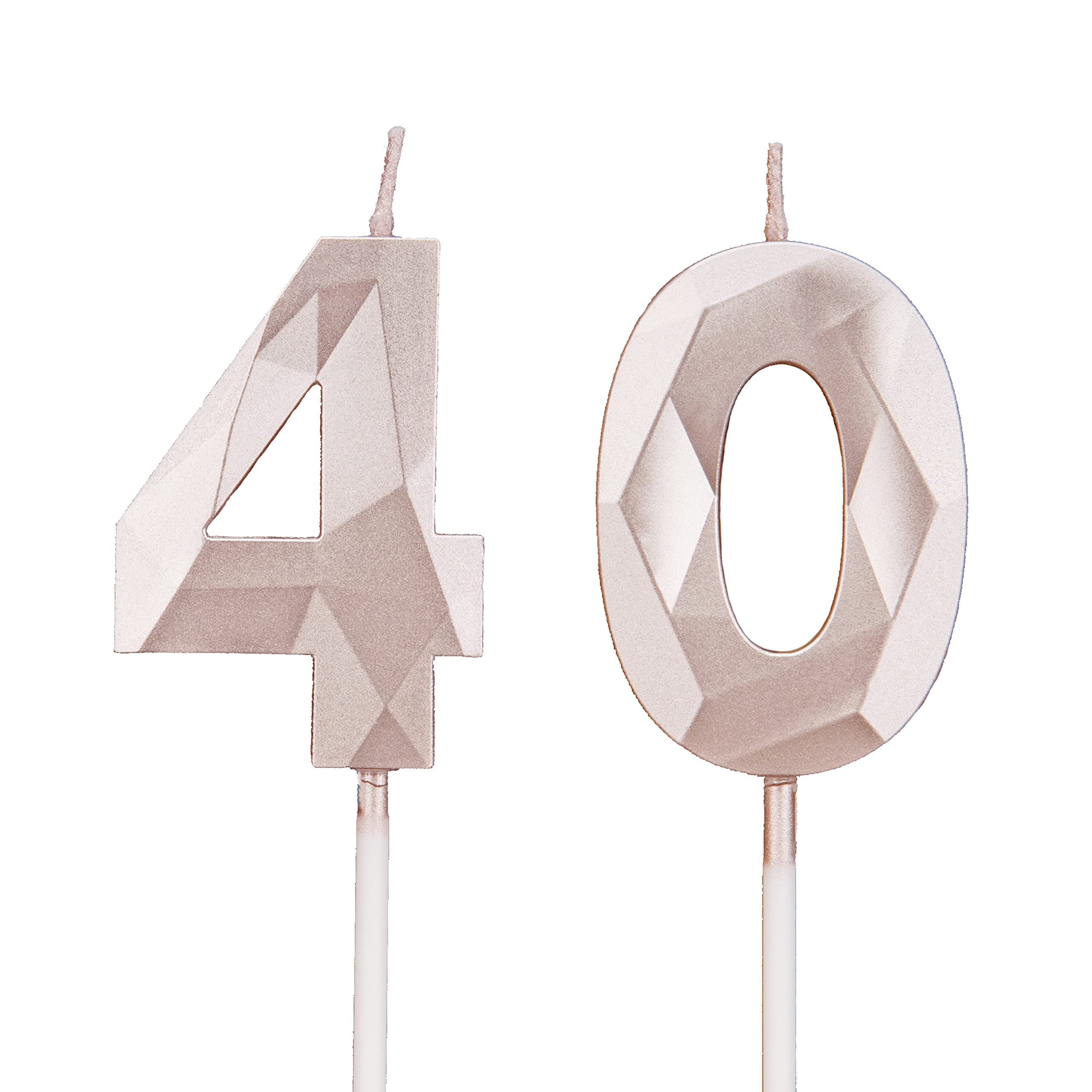 Dtxlx Men's Rose Gold 40Th Birthday Candles, Number Candles Birthday Decoration, Happy Birthday Cake Toppers, For Birthday Parties Weddings Company Anniversaries (, 40)
