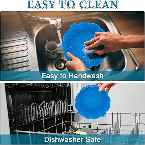 Miniatura 4 de Elctbras Paquete de 2 forros de silicona para freidora de aire insertos redondos reutilizables forros de silicona de grado alimenticio para