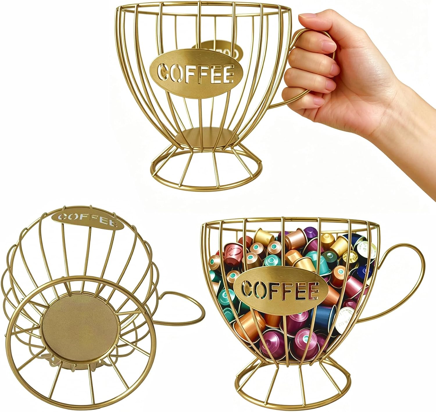 1Pcs Gold Countertop Coffee Pod K Cup Organizer 7.48x5.9x5.5in Home