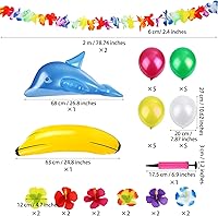 Vista 2 de Ruisita Juego inflable de 57 piezas para fiesta Luau, incluye palmeras inflables, plátano, bolas de playa, flamenco, juguetes de flamenco, loro