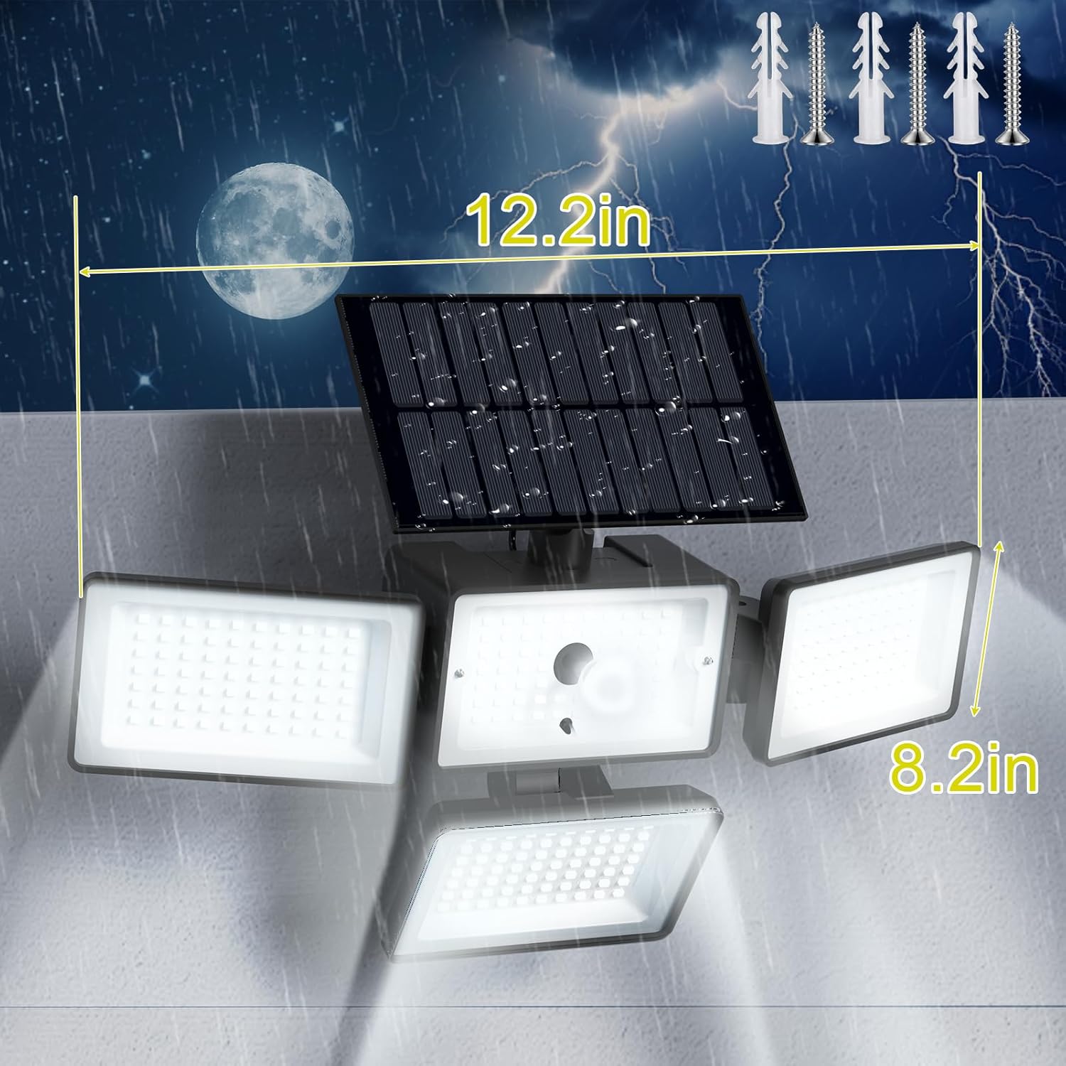 4 Pack Solar Motion Lights Outdoor 4 Heads, 274 LEDs Solar Street Lights with Lighting Sensor, 4 Modes Garden Lights with IP65 Waterproof, Motion Sensor Security Lights for Pathway Patio