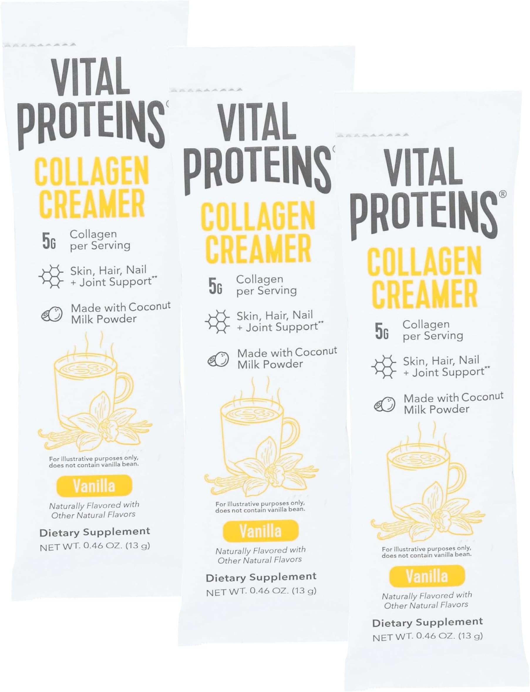 Vanilla Collagen Creamer Single, 0.46 OZ (Pack of 3)