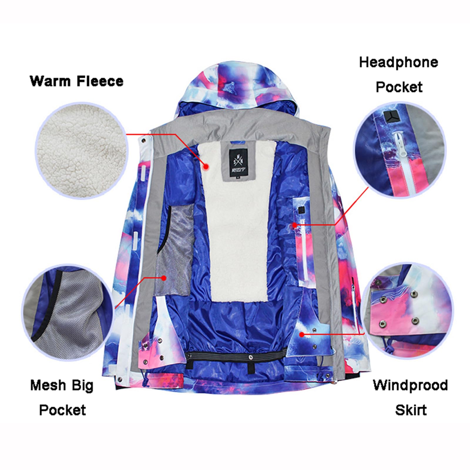 ALSOGO Damen Skianzug Schneeanzug Winddicht Wasserdicht Skifahren Snowboardjacke Trägerhose Set Zum Skifahren Snowboarden Klettern