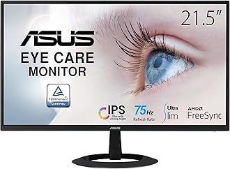 ASUSVZ22EHE Eye Care Monitor – 22- inch(21.45” viewable) Full HD (1920 x 1080), IPS, 75Hz, Adaptive-Sync, HDMI, Low blue light, Flicker free, Ultra-slim