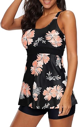 Miniatura 3 de Century Star Trajes de baño tankini para mujer, con control de abdomen, tankini de dos piezas con pantalones cortos