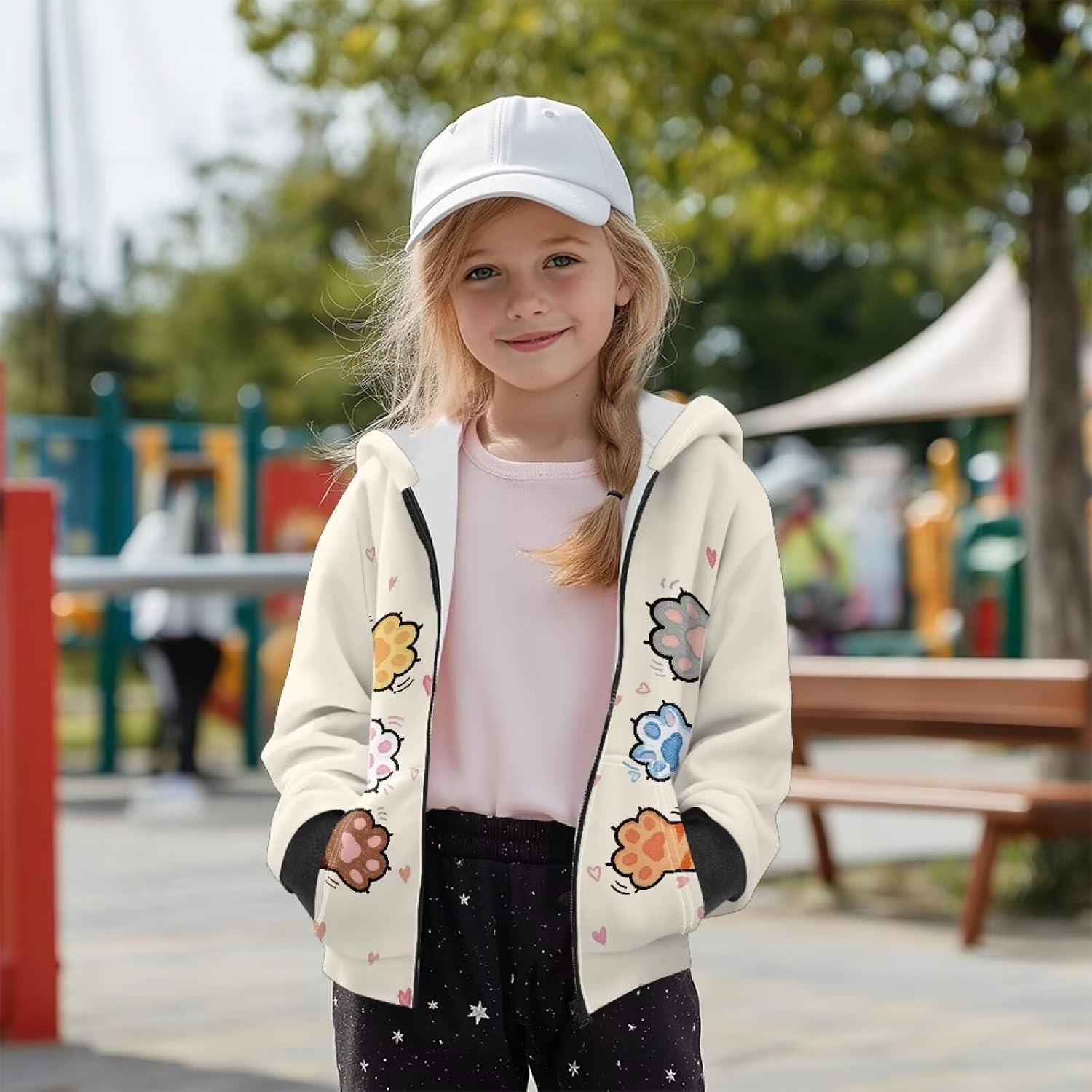 Dolyues Girls Hoodie Full Zip Fleece Warm Youth Big Long Sleeve Child Sweatshirts Cute Hooded Pullover Shirts Size S-XL