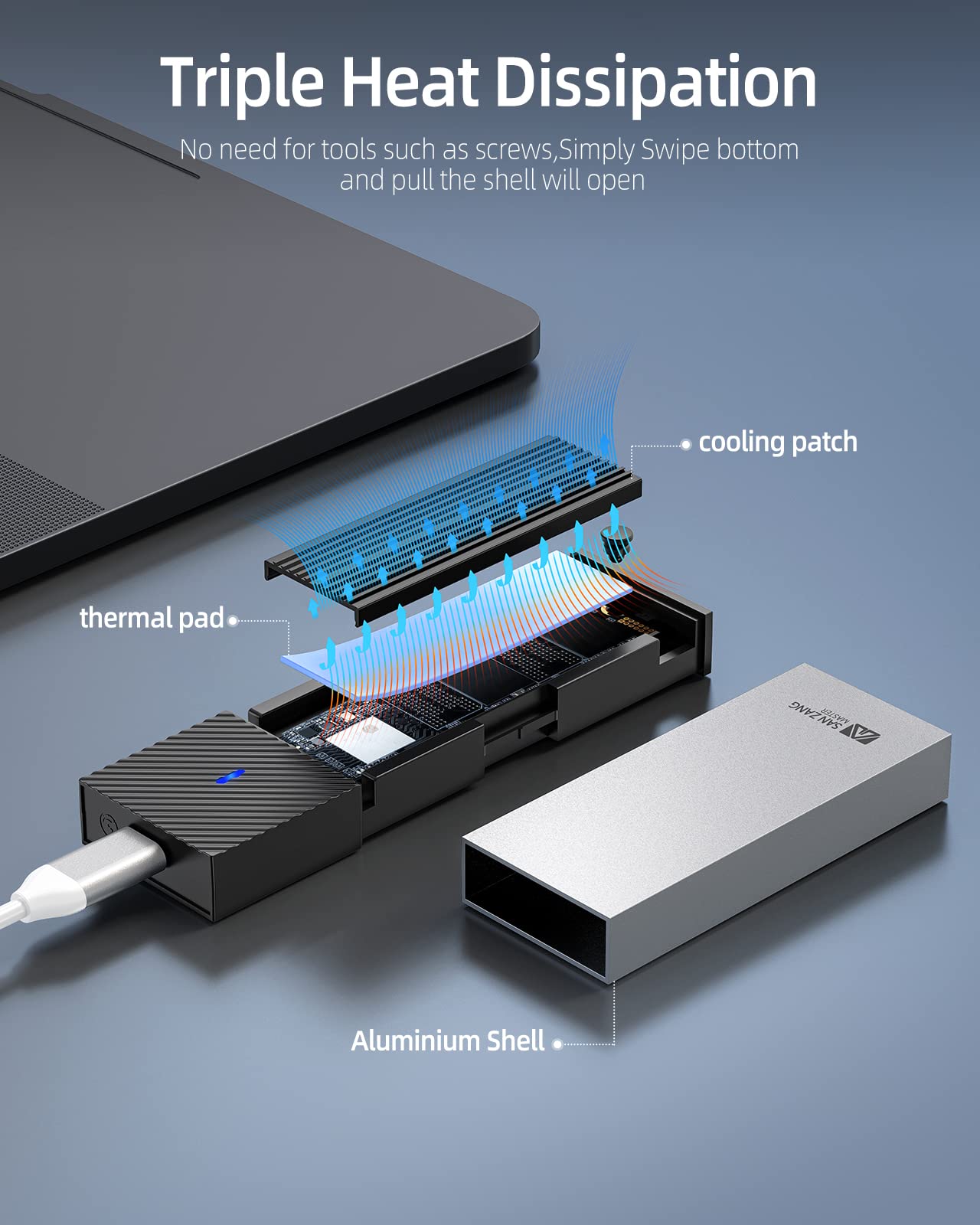 M.2 NVMe Alloggiamento SSD M.2 con trasmissione da 10 Gbps, adattatore per alloggiamento SSD NVME USB 3.2 per 2230 2242 2260 2280 M.2 PCIe NVMe M-Key & M+B Key SSD (senza