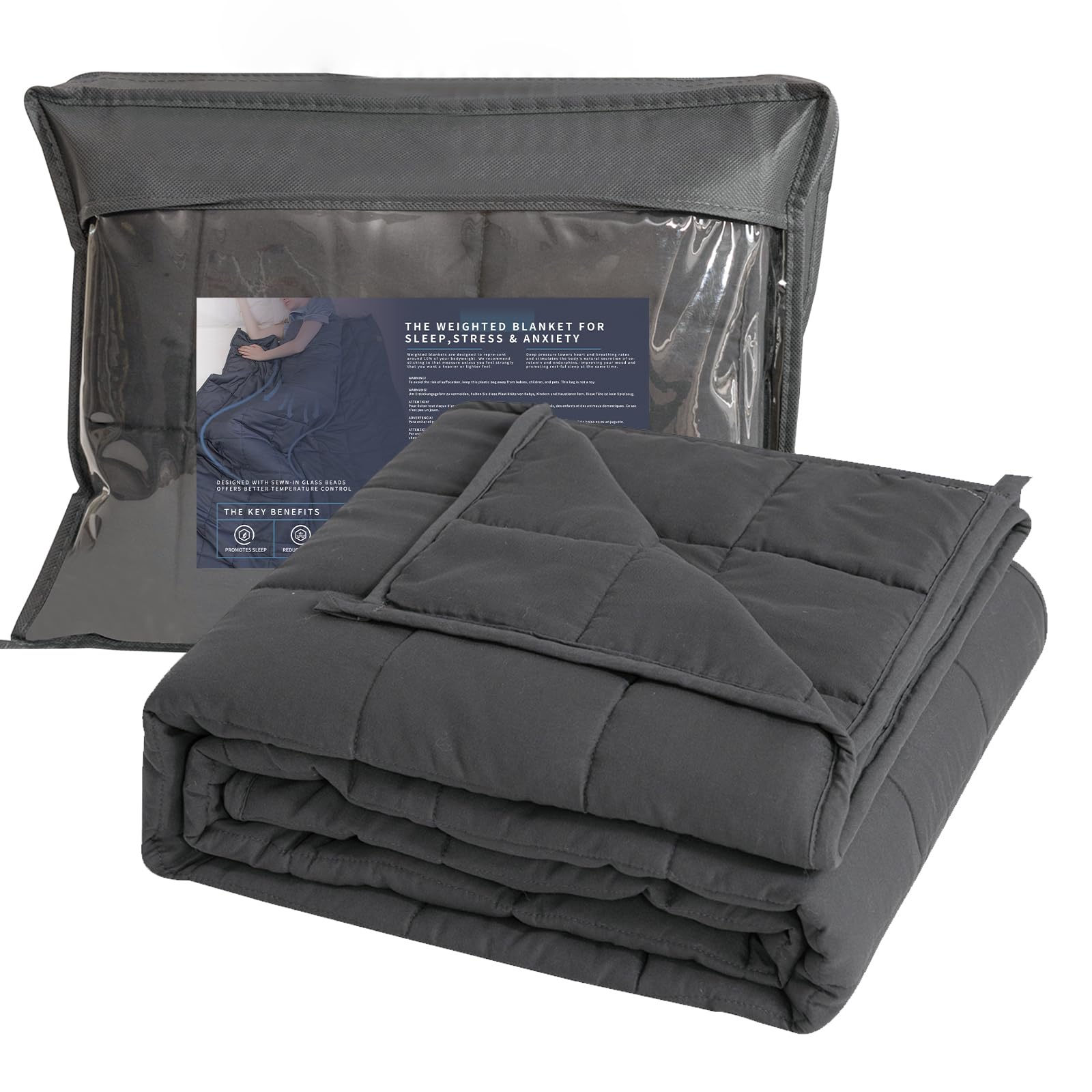 Good Nite Weighted Blanket Therapy Blanket for Adults Grey Double Heavy Weight Blankets fo...