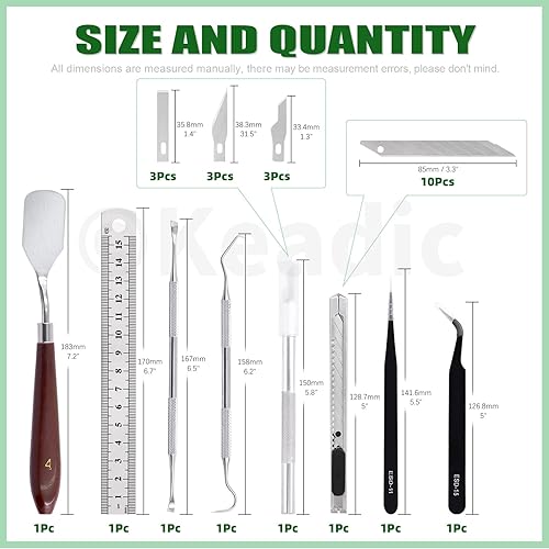 Miniatura 3 de Keadic 40 herramientas de modelo profesional compatibles con Gundam, herramienta de deshierbe de vinilo, incluye tabla de cortar de papel, cuchillo