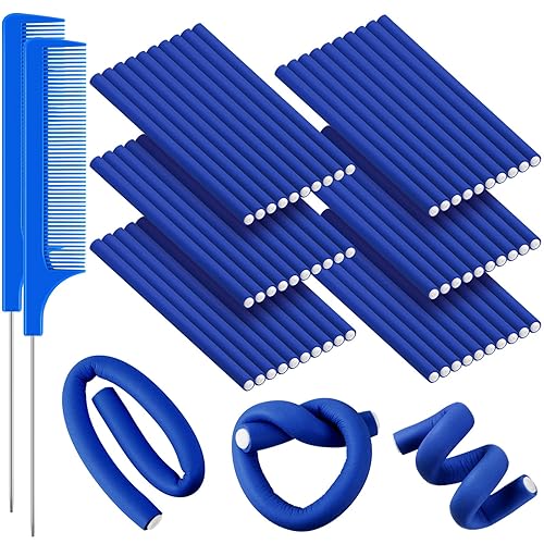 Miniatura 7 de Juego de 60 varillas flexibles para rizar el cabello, rodillos flexibles, rulos flexibles, sin calor, varillas flexibles para cabello largo y corto,