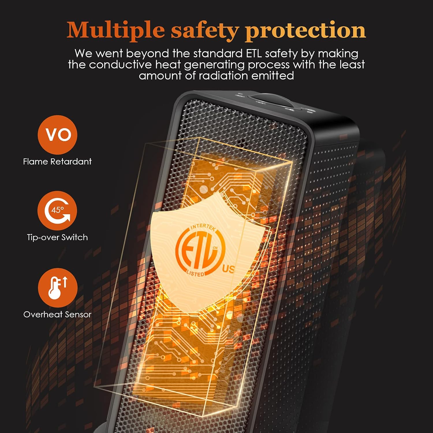 Cakie Space Heater, 75°Oscillating Electric Heater, 600W/1200W Ceramic Heater, Safety & Fast Quiet Heat, Small Portable Heater for Bedroom, Office and Indoors (10inch)