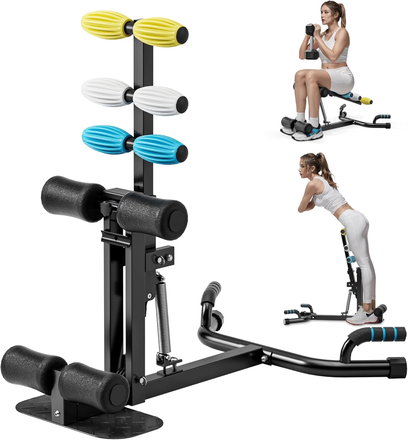 Deep Squat Machine, with Roman Chair Function, Adjustable Glutes Trainer Machine, Core & Abs for Low Impact Lower Body Workouts, Home Gym Push-Up Exercises, Easy to Assemble, 300Lbs Capacity