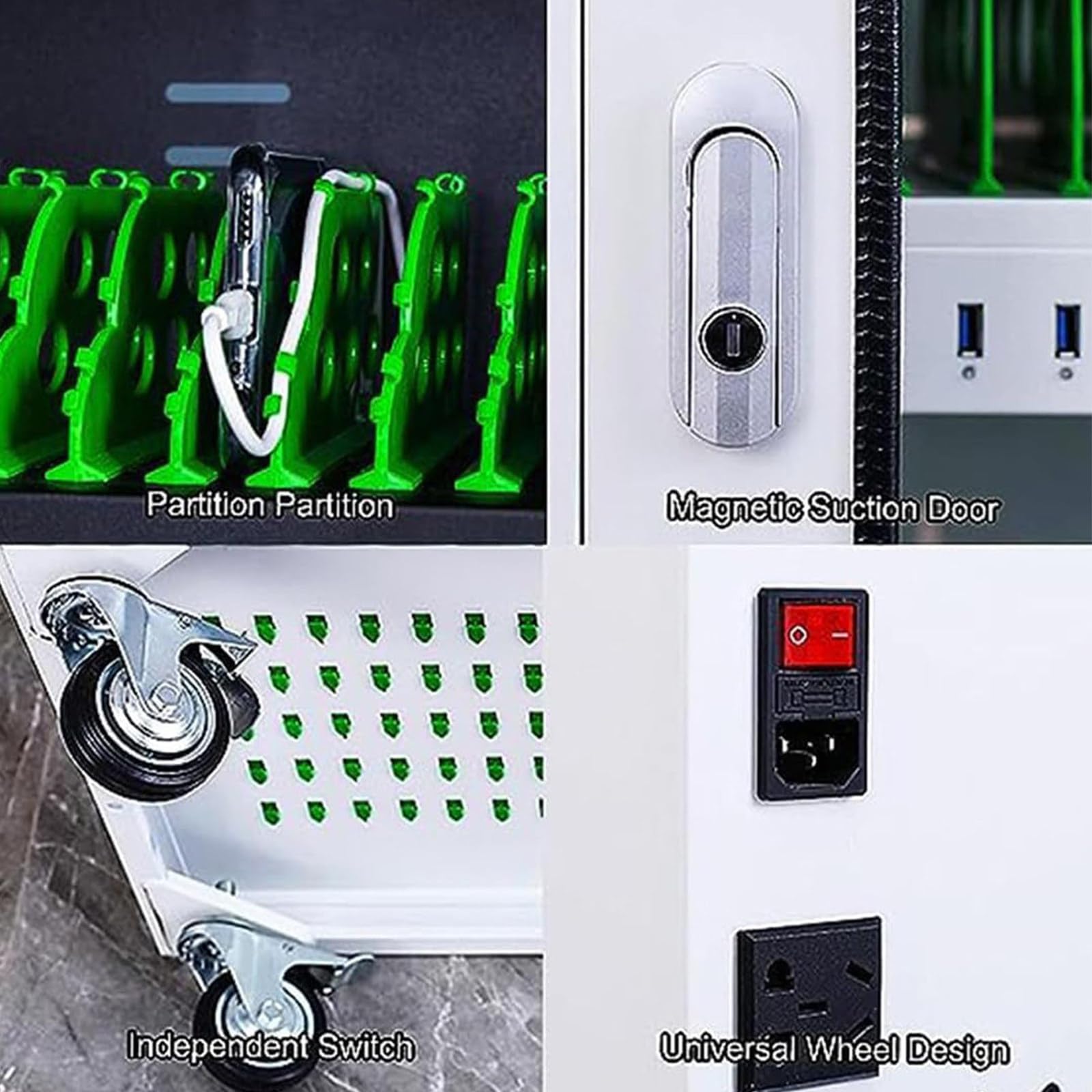 Generico Szafka na telefon komórkowy, akrylowy pojemnik na telefon komórkowy, stojak na telefon komórkowy, stacja ładująca do telefonów komórkowych 12 przegródek z portami USB, pojemnik do ładowania