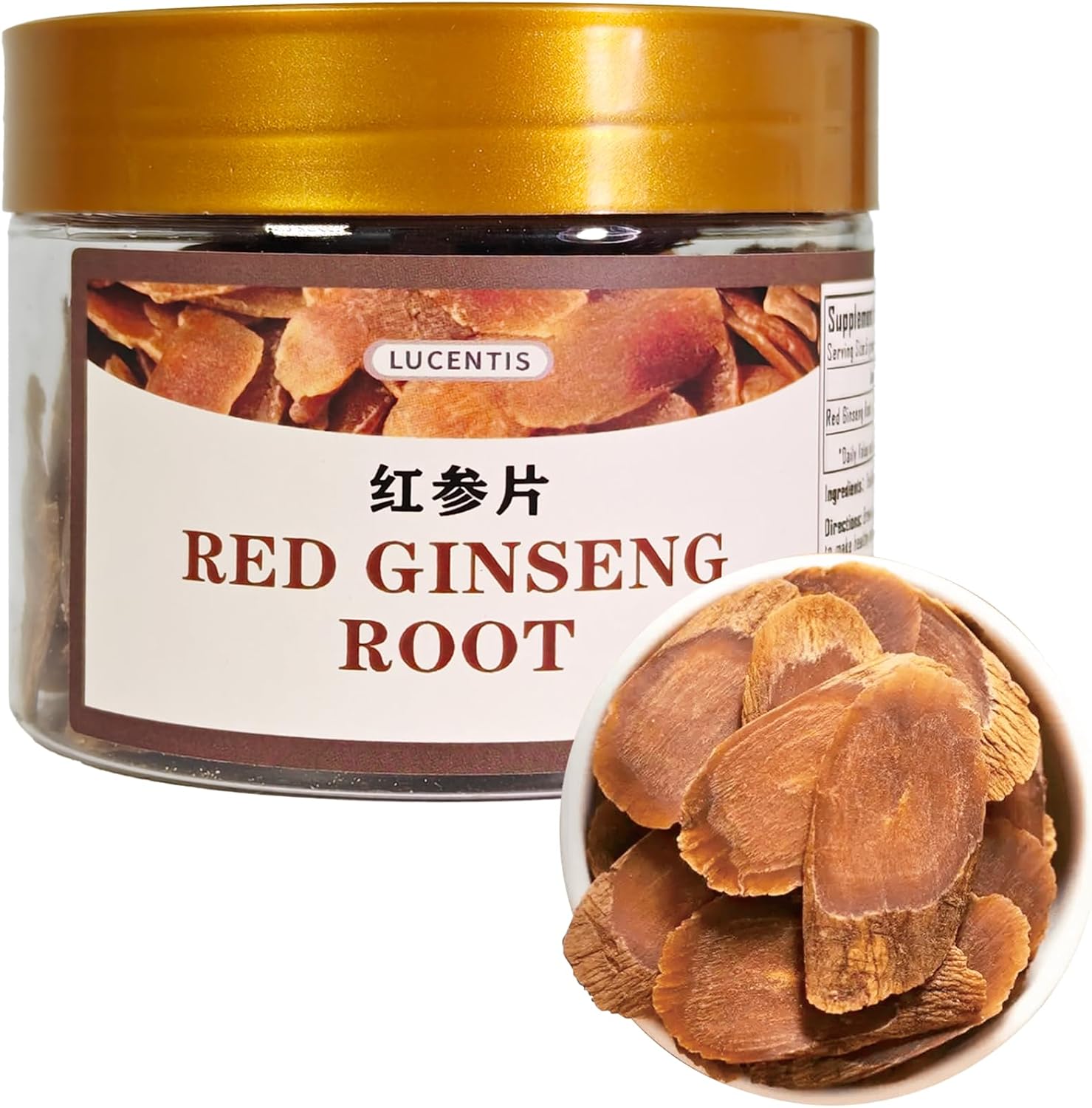 Premium Panax Red Ginseng Root (红参片), 6 Years Grade, Sliced 3.53 oz Korean Ginseng Panax Korean Red-Ginseng Roots