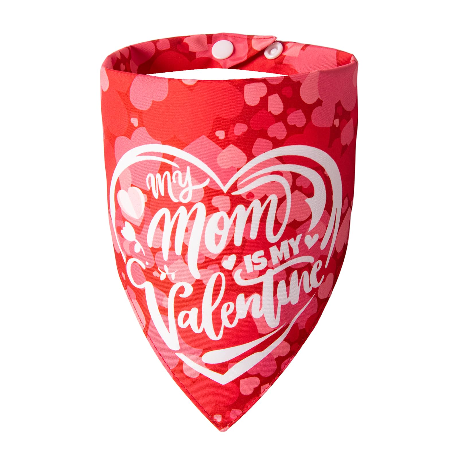 ICEMOOD Dog Bandana Valentine's Day Reversible 2-in-1 - My Mom is My Valentine & Heart Snap Button for Large & Very Large Dogs (75 Lbs)