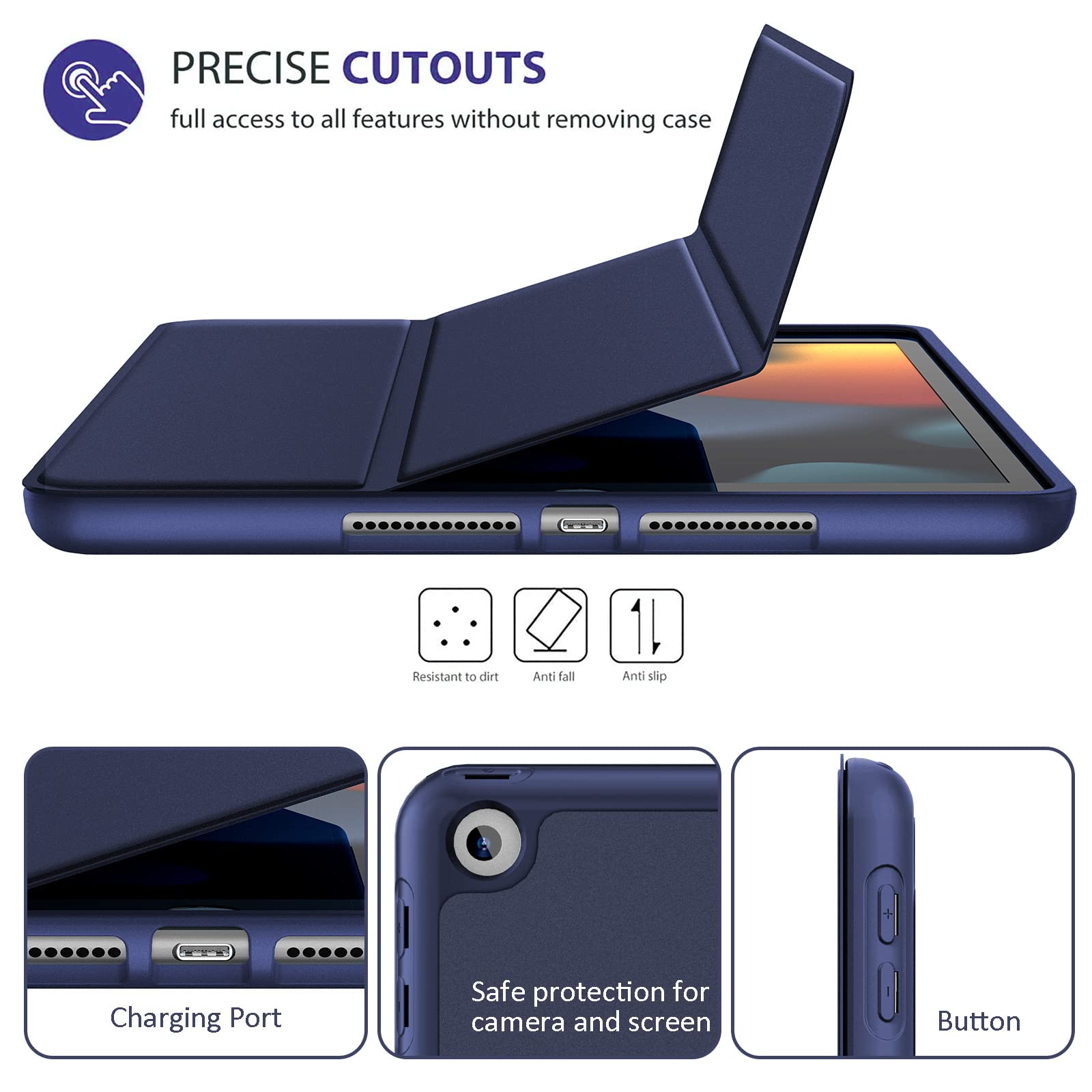 IPad 10,2 Zoll Hülle Mit Stifthalter – Schlankes Case Mit Auto Wake/Sleep & Standfunktion (für 2019-2021 Modelle)