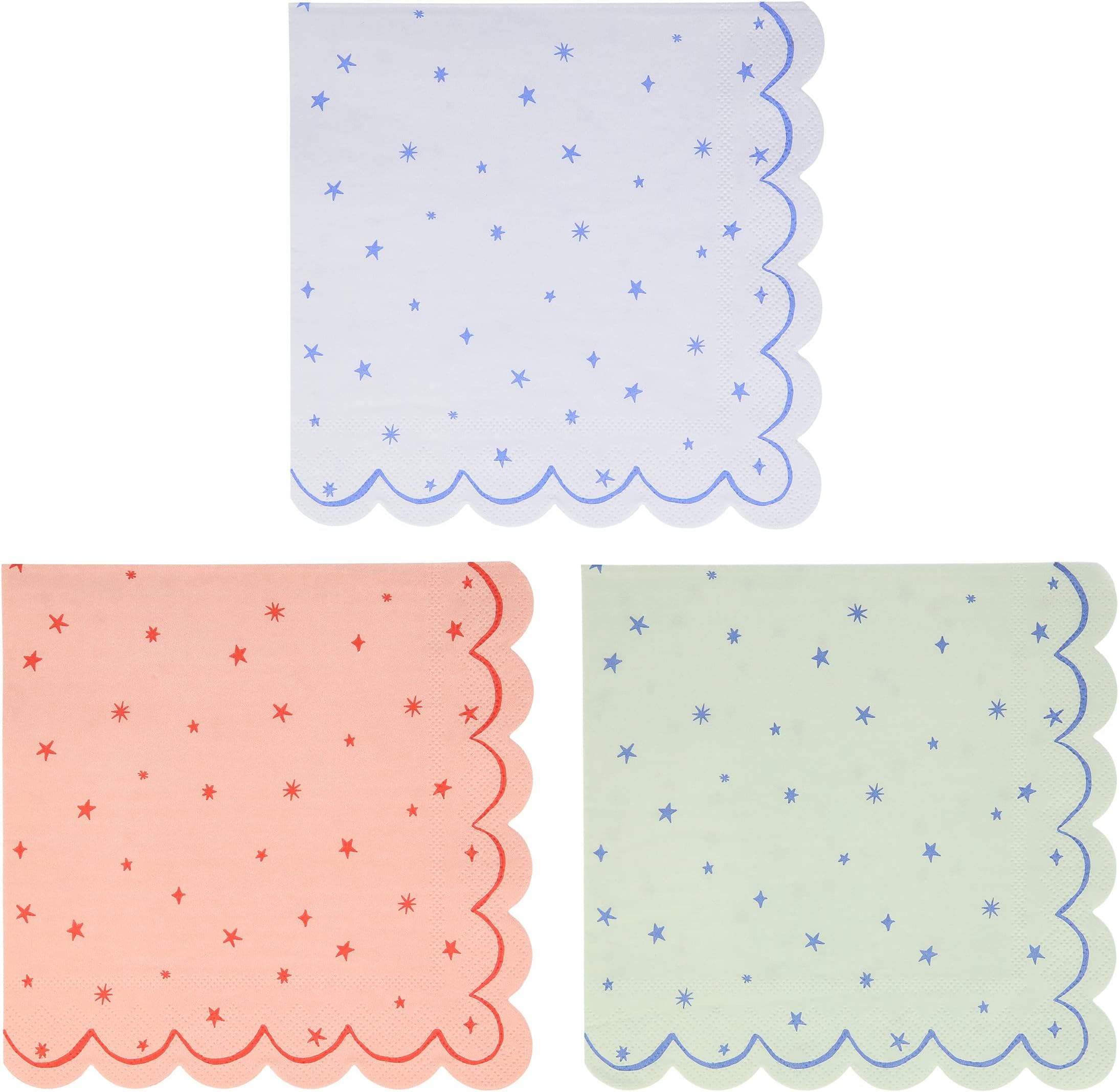 Twinkling Star Napkins (Pack of 16), Disposable Paper Napkins, Thick & Absorbent 3-Ply Paper, Baby Shower Decorations
