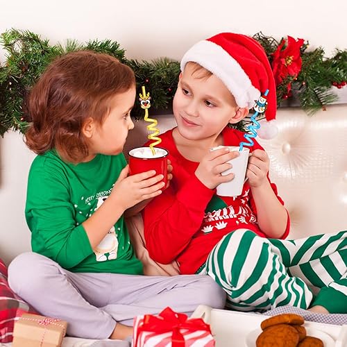 Miniatura 5 de 6 popotes de decoración de fiesta de Navidad, popotes reutilizables para beber Papá Noel, Navidad, Rudolph reno, árbol, muñeco de nieve, pajitas