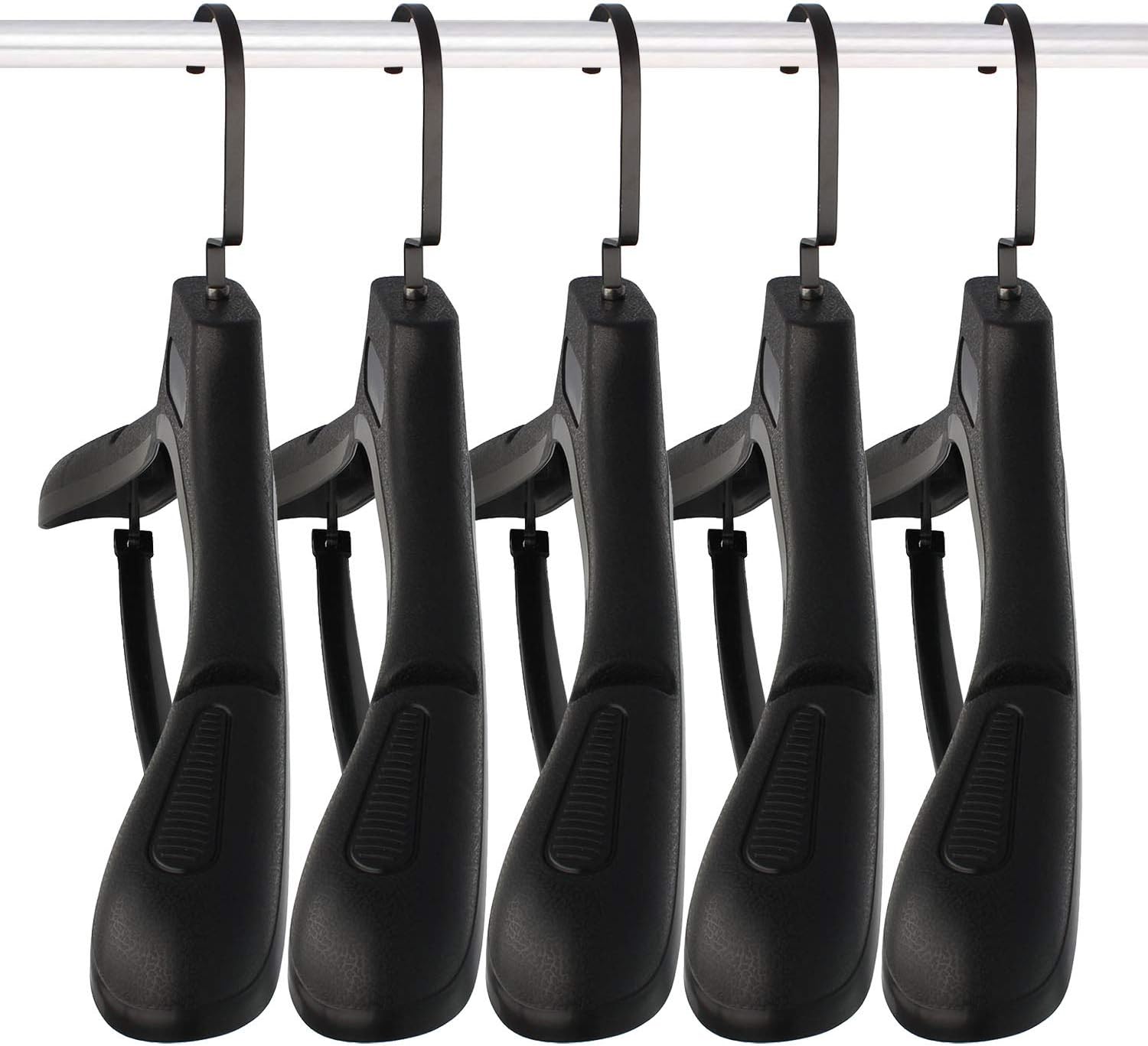 Suit Hangers for Men 15 Pack, Jacket Hangers Plastic Extra Wide Shoulder 17.7" No Bumper Portable,Heavy Duty with Pant Bar for Suit, Pant, Sweater, Coat and Sport Clothe (Black)