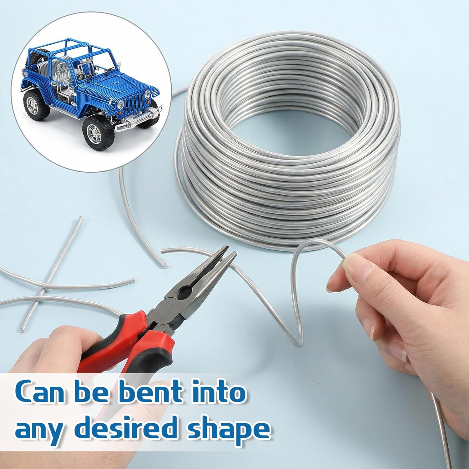 8 Gauge Aluminum Craft Wire 100 Feet 3.2mm Bendable and Strong Craft Wire lexible Aluminum Armature Wires for Sculpting, Jewelry Making, Armature Making, Wires Weaving and Wrapping, Silver
