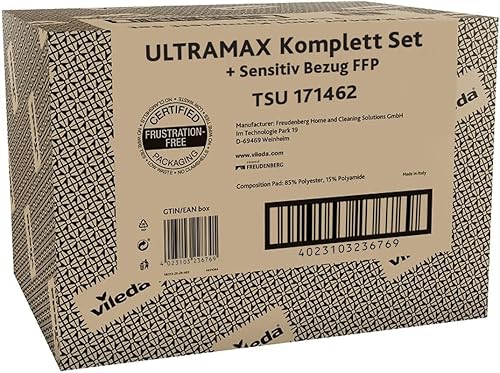 Miniatura 8 de Vileda Ultramax - Juego completo de trapeador de suelo, funda sensible que incluye 2 fundas de repuesto y cubo con prensa eléctrica, trapeador con