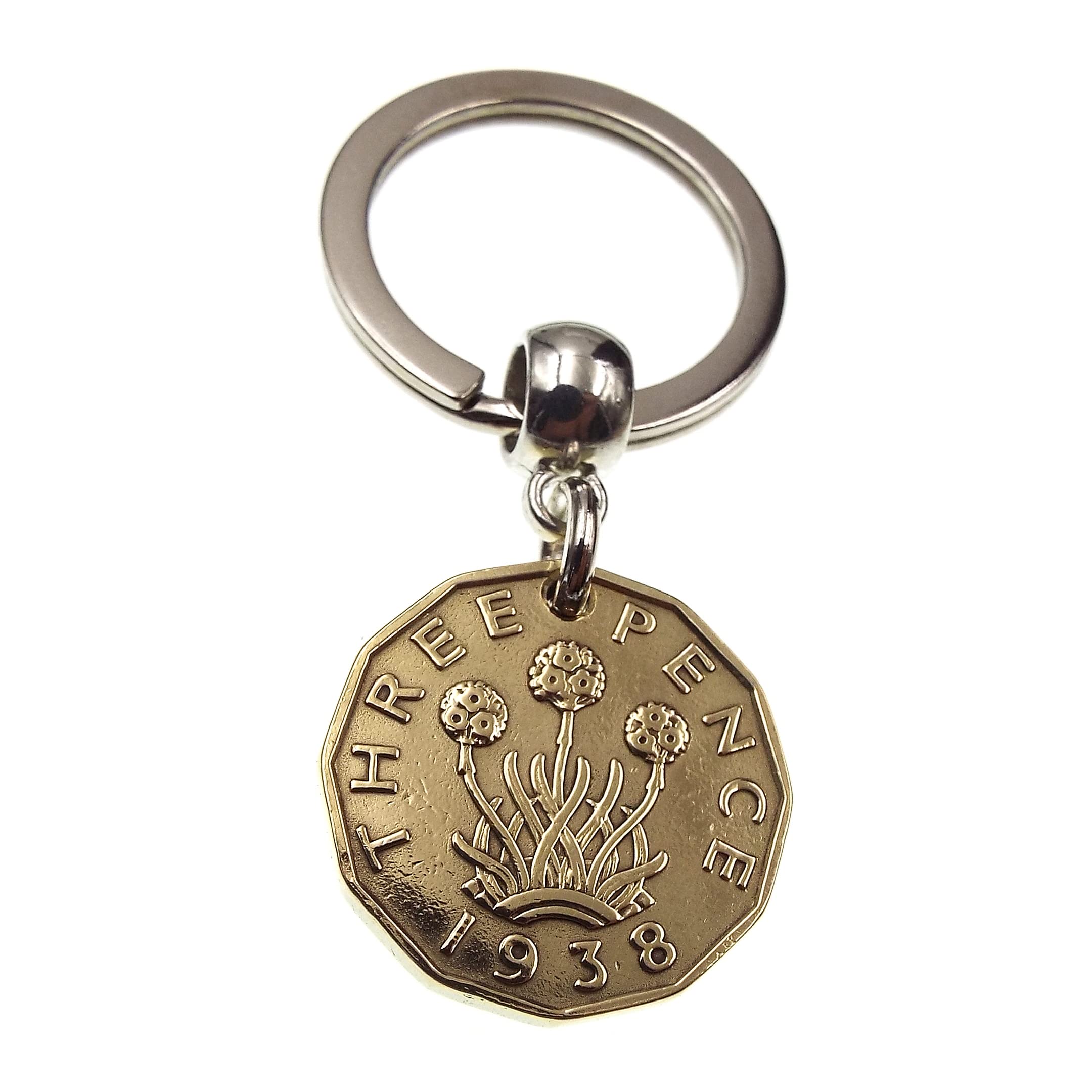 A Silver Dream Unisex Multi 1938 Brass Threepence Coin Keyring