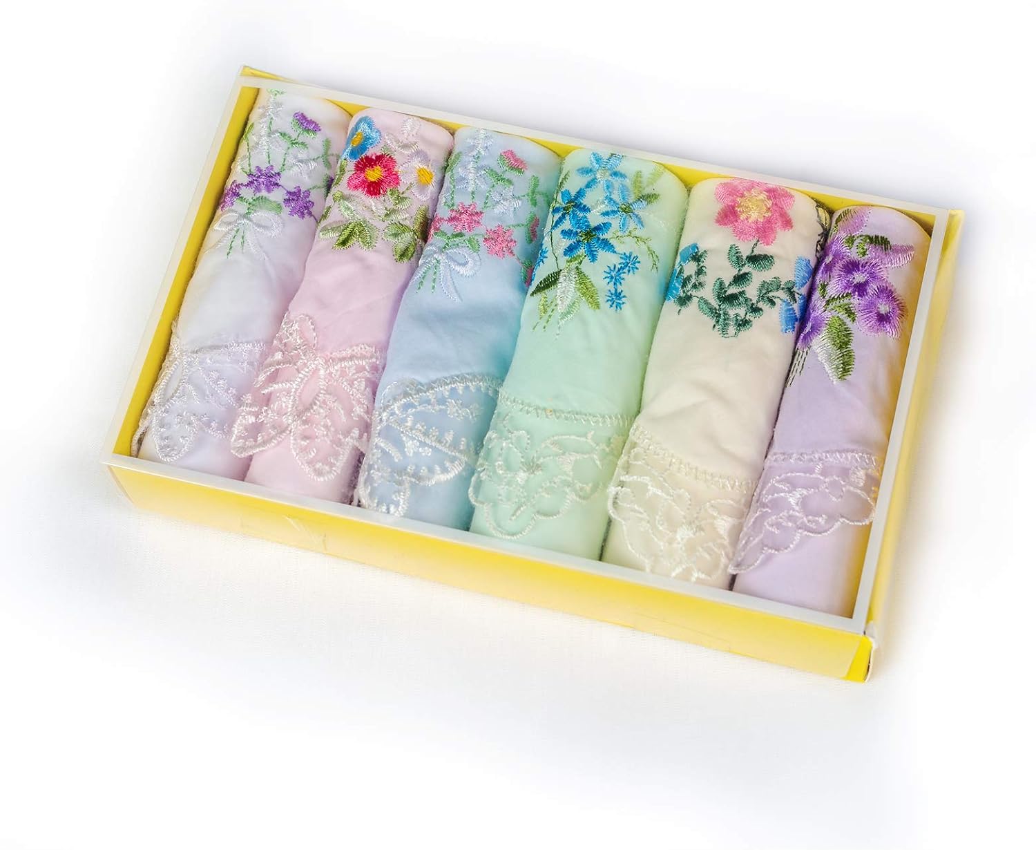 Boxed Ladies Handkerchiefs, Embroidery Women Cotton Handkerchiefs Vintage Floral Lace Hankies 100% soft Cotton Handkerchief image 3