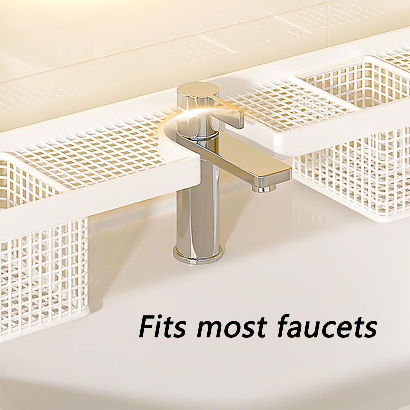 Waschbeckenablage Ohne Bohren, Bad Ablage Über Waschbecken, Stabile Konstruktion, Keine Montage Erforderlich, Guter Wasserablauf(White,80cm/31.5in)