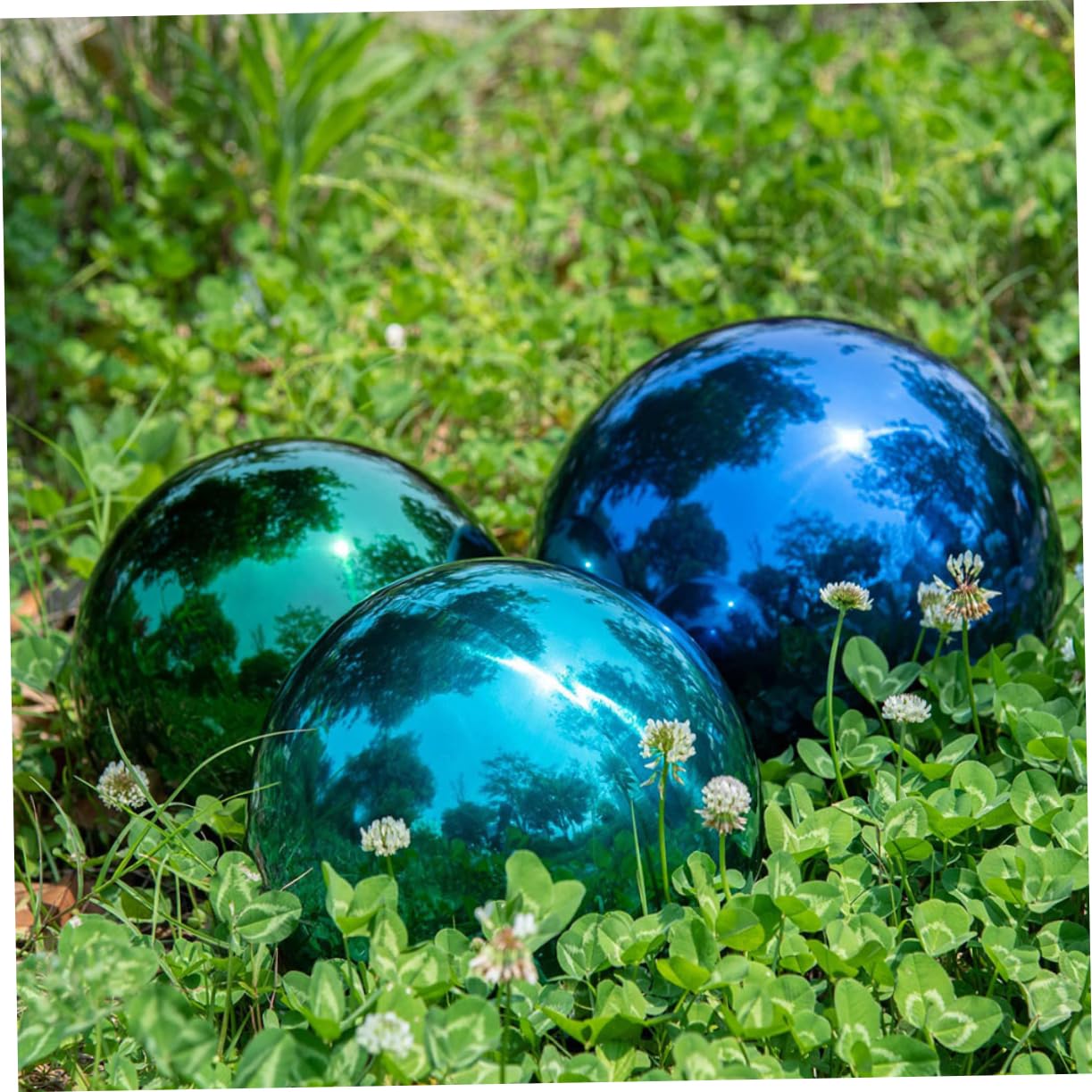UPKOCH Spiegelnde Gartenkugel aus Edelstahl 2 Stück Grün für Außen