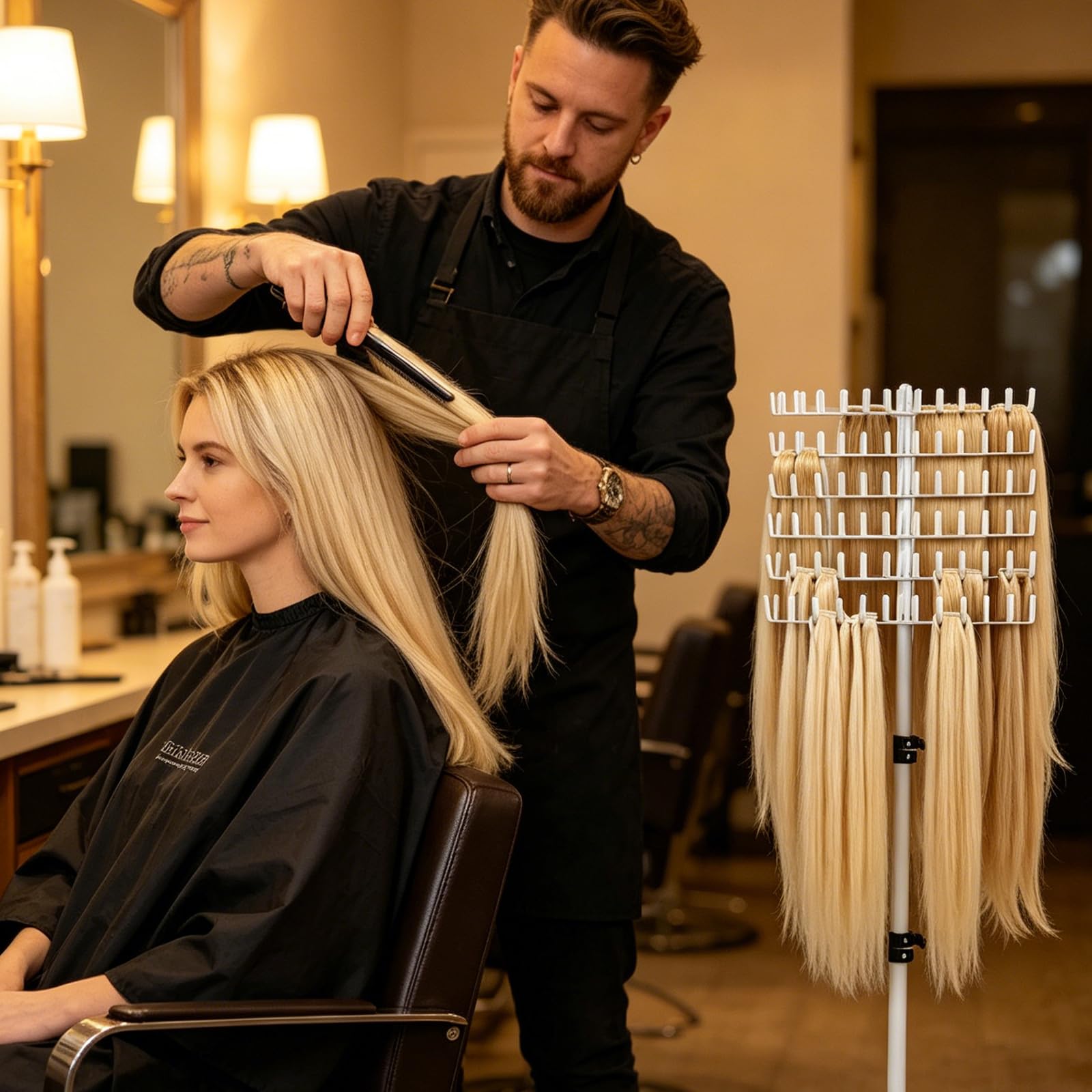 PORFOYO Supporto per capelli intrecciati regolabile con 144 penne per parrucche parrucchieri casa bianco