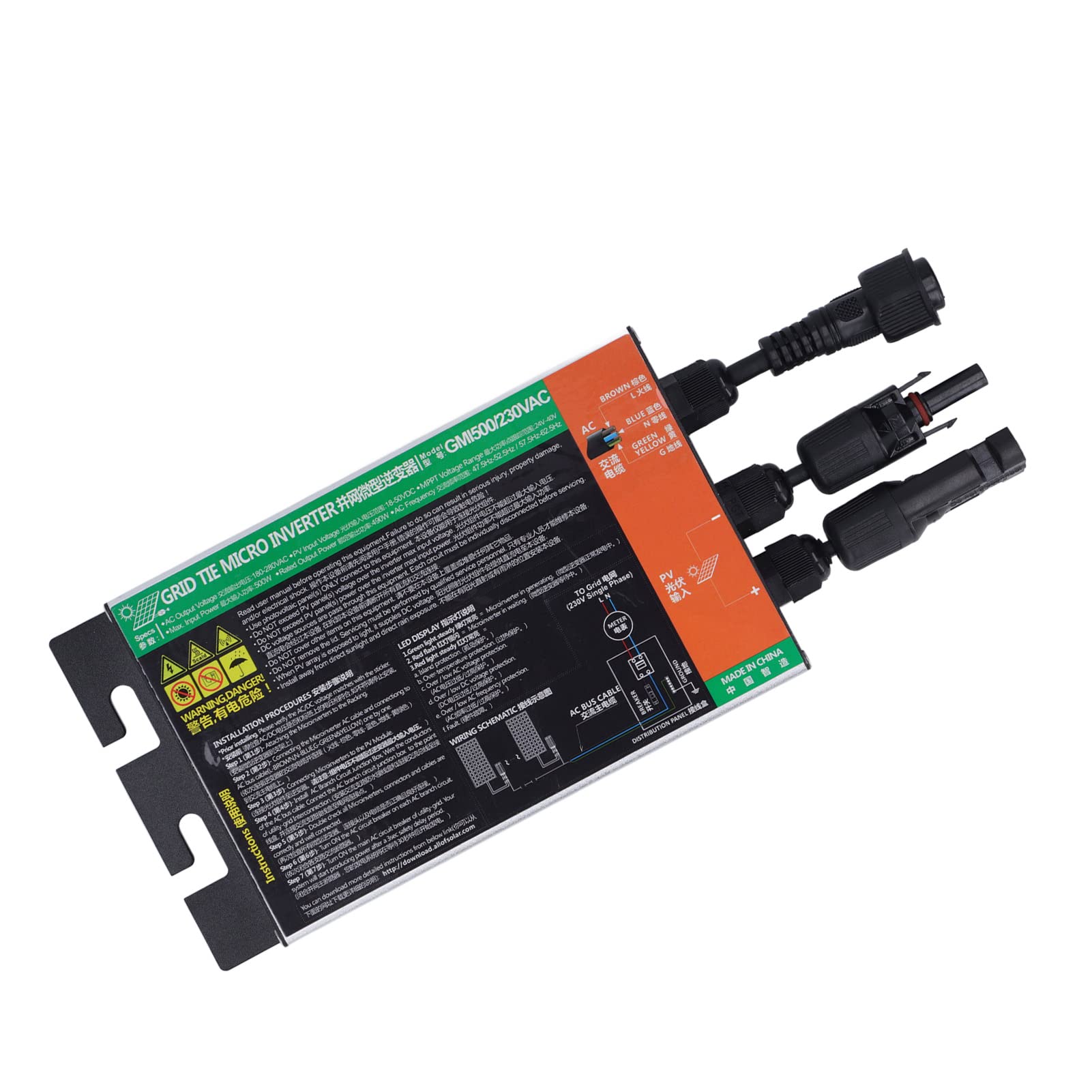 Grid Tie Micro Inwerter MPPT, Czysty Sinus 230V AC, System (500W)