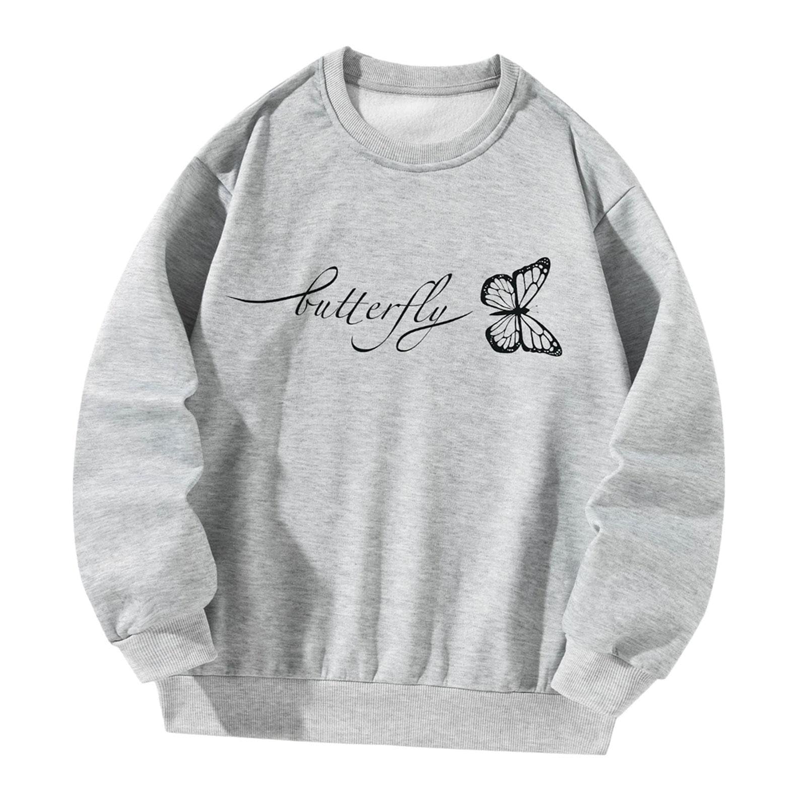Women Crewneck Sweatshirt Gray Long Sleeve Tops for Teen Girls Spring Sports L-image-26