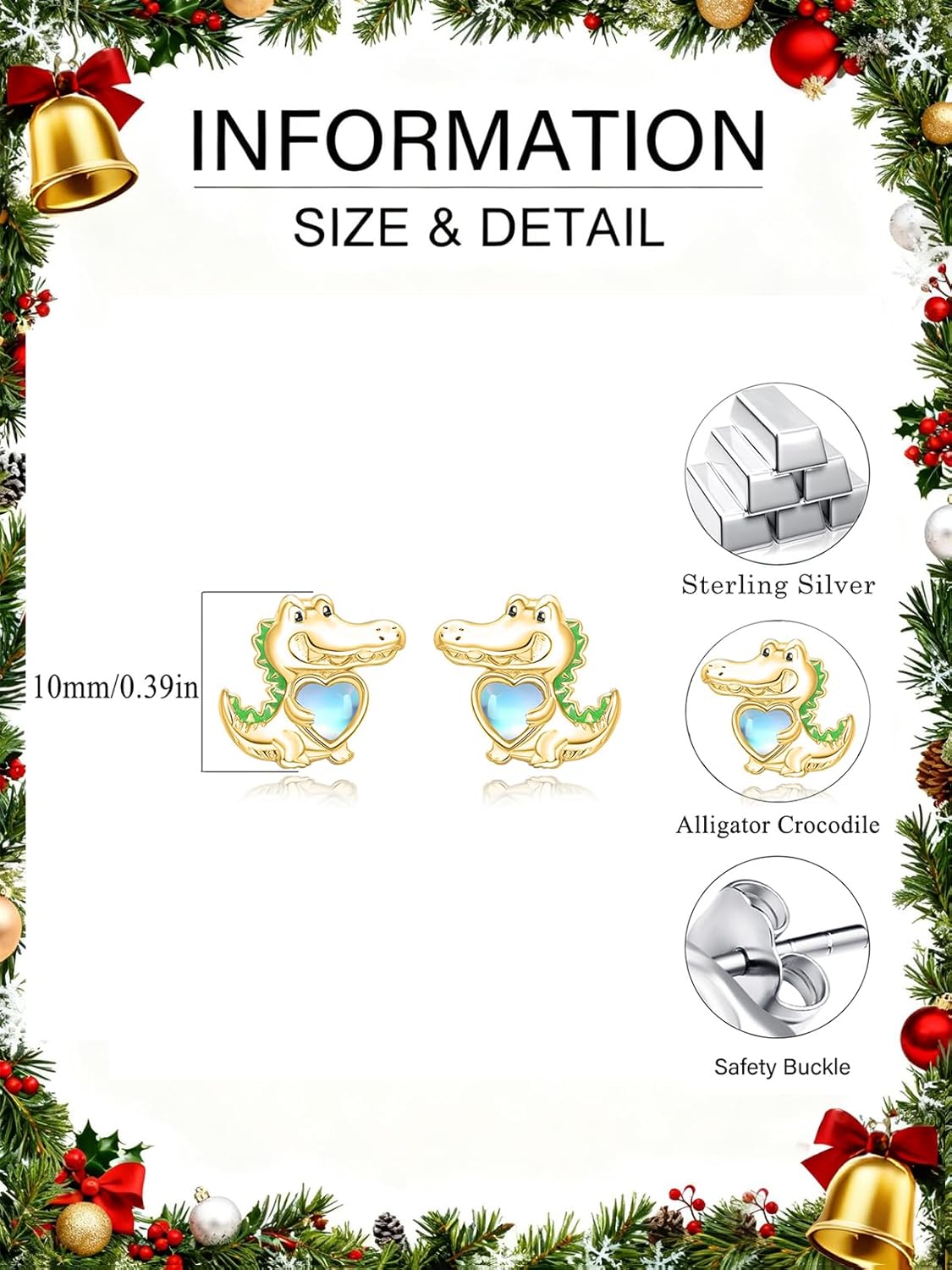 Dreamboat Cute Animal Stud Earrings Sterling Silver Hypoallergenic Sensitive Ears Moonstone Heart Earring Fashion Jewelry Gifts for Women Wife Daughter Grandkids Her - Image 6