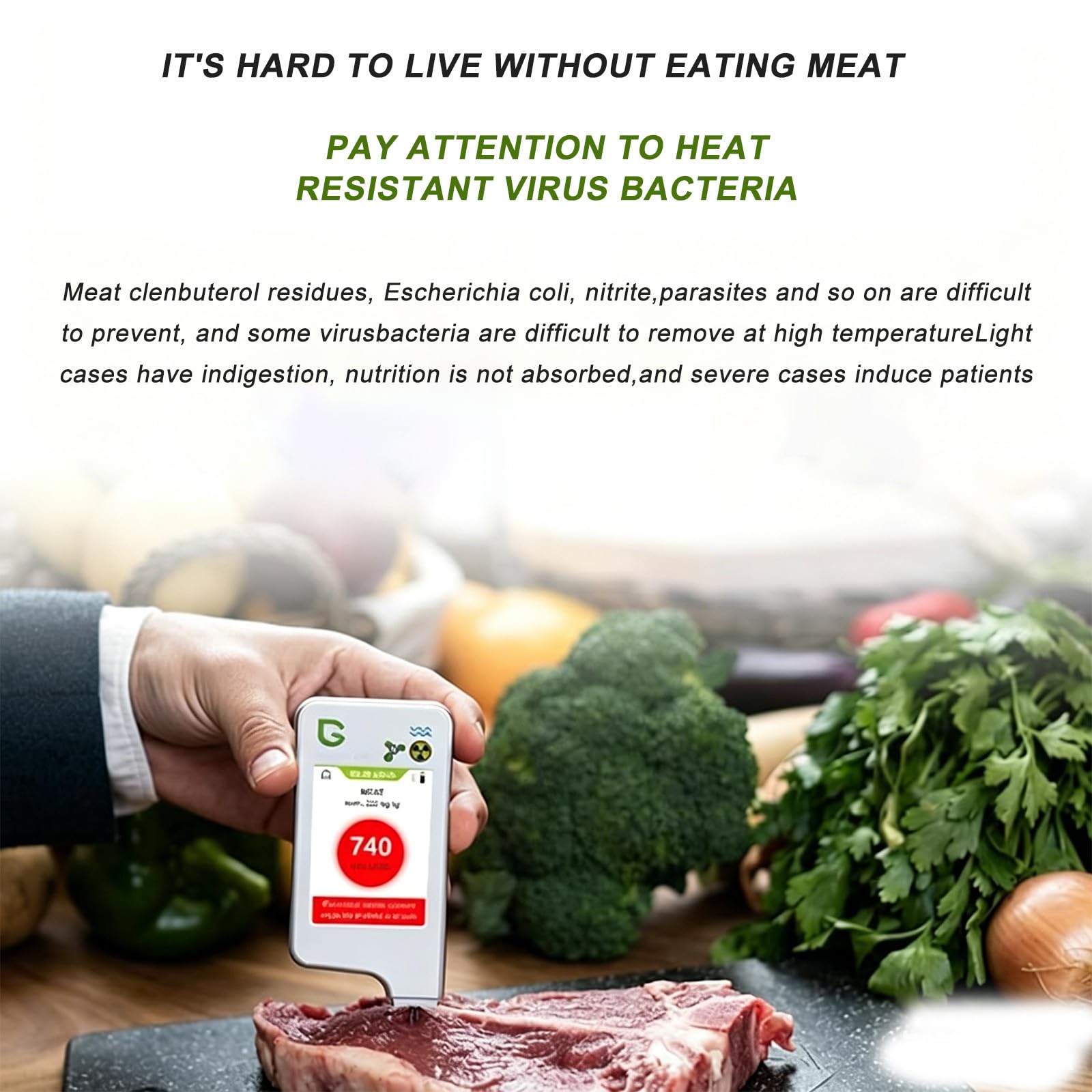 Analizador Digital De Nitratos En Alimentos, Detector De Residuos De Pesticidas para Frutas, Verduras, Carne Y Pescado, Medidor De Tds/ppm De Alta Precisión para La Calidad del Agua Potable,