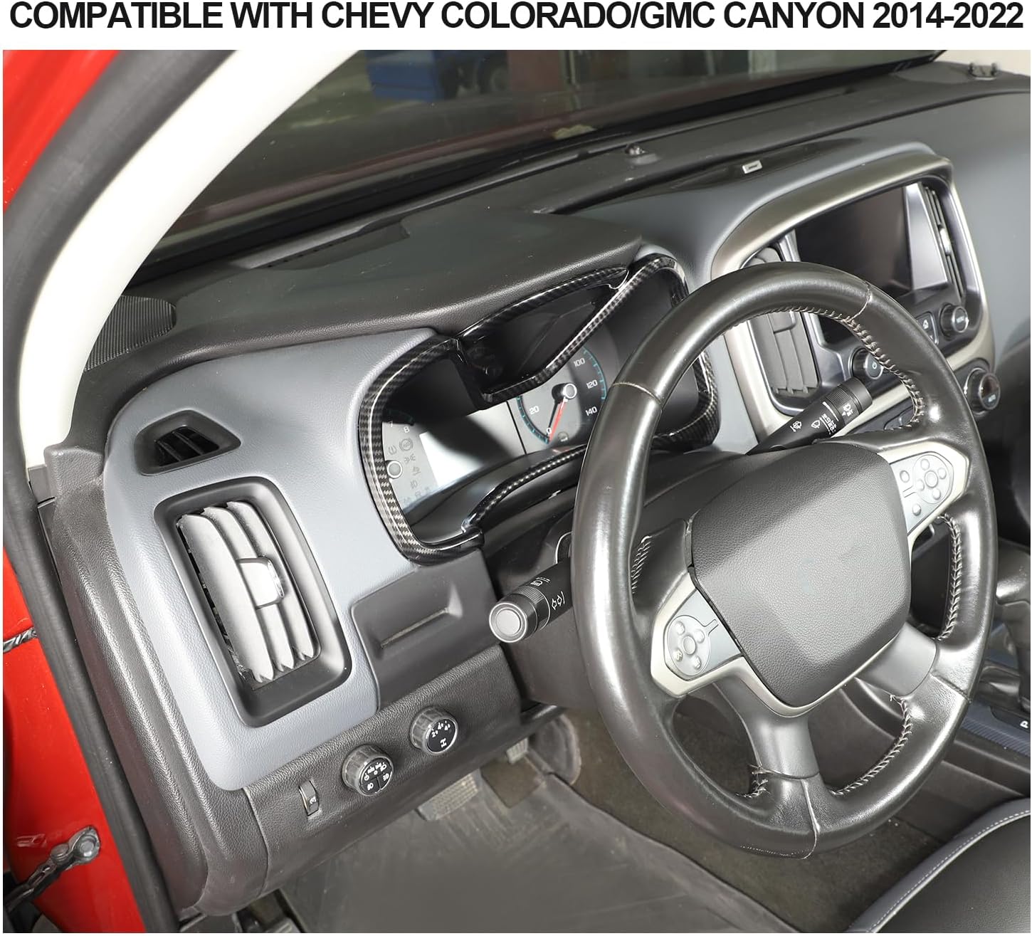 Voodonala for Chevy Colorado Dashboard Trim Cover Compatible with Chevrolet Colorado 2014-2022 /GMC Canyon 2014-2022(Carbon Fiber Black,1Pc)
