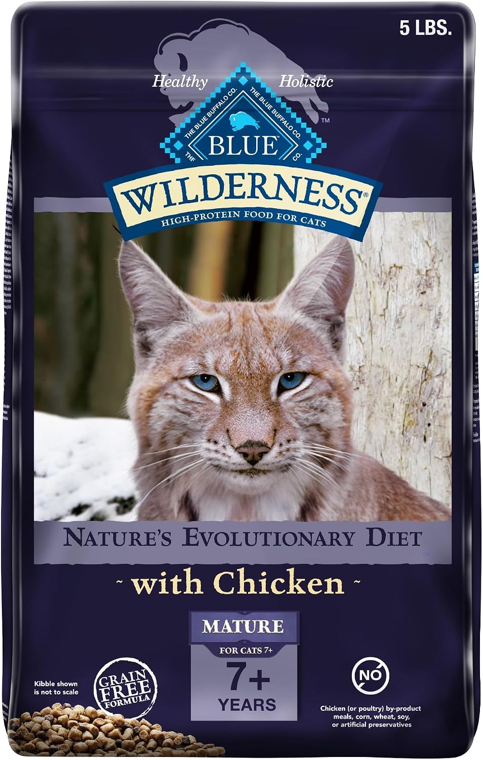 Blue Buffalo Cat Food for Mature Cats, Natural Chicken Recipe, Senior Dry Cat Food, 5 lb bag