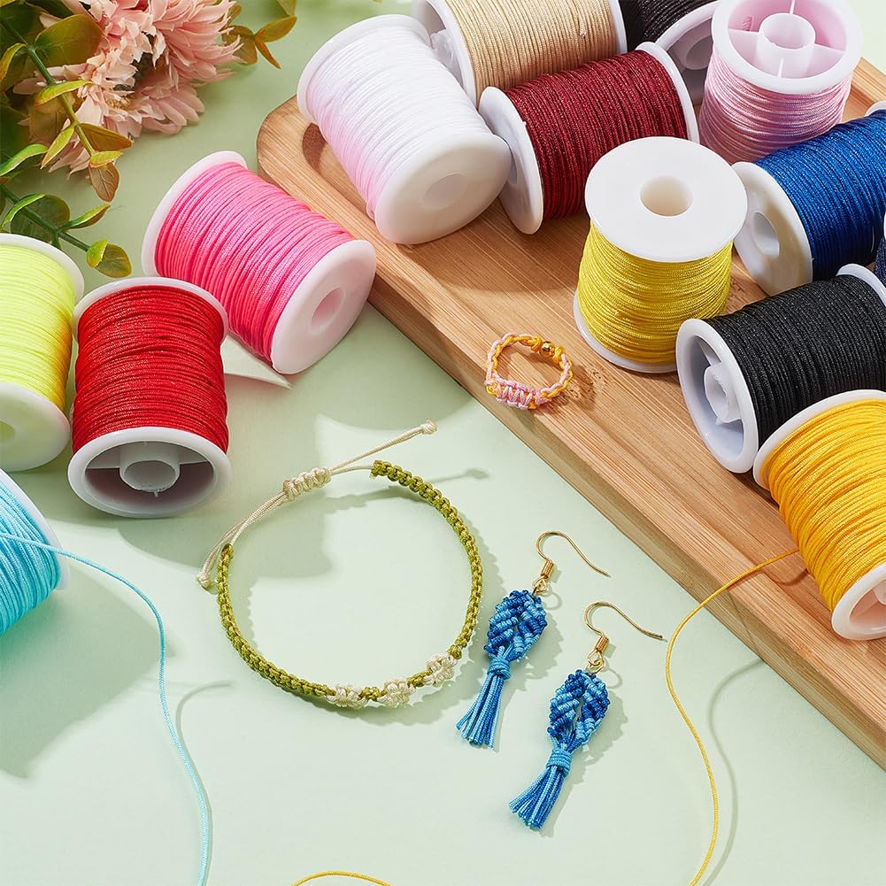 PH PandaHall 0.8mm Nylon String Beading Thread 25 Colors Chinese Knotting, Kumihimo Macrame Cord Wind Chime Blinds String for Macrame Friendship Bracelets Christmas Ornament, 250 Yards - Image 4