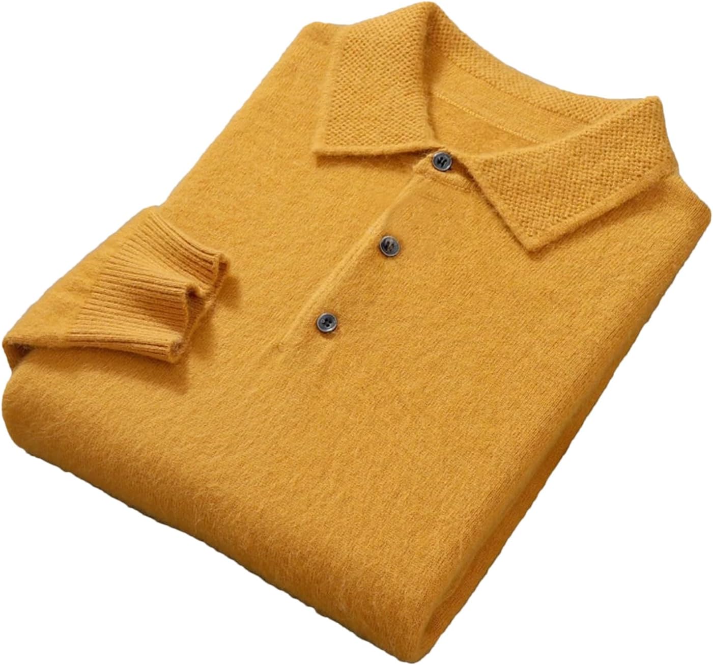 Men's Sweater Polo Neck Mink Cashmere Knitted Sweater Casual Loose Long Sleeve Pullovers