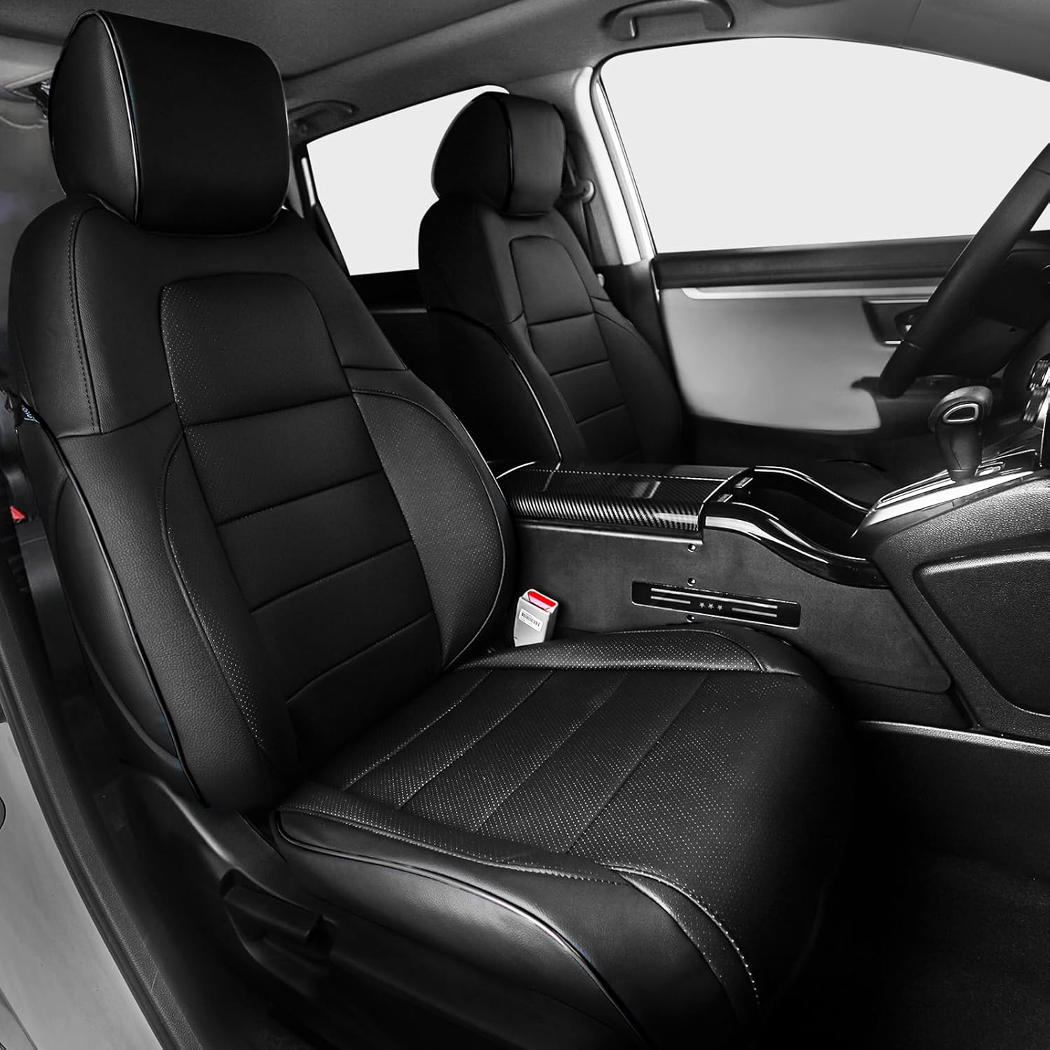Custom Fit Full Coverage Seat Covers for Honda CRV 2017 2018 2019 2020 2021 2022 LX/EX/EX-L/Touring - Tailored Design, Premium Leather, All-Around Protection - Black