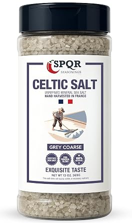 Celtic Salt Grey Coarse Grain Unrefined Mineral Sea Salt Hand Harvested in France XL 13oz. Bottle by SPQR Seasonings