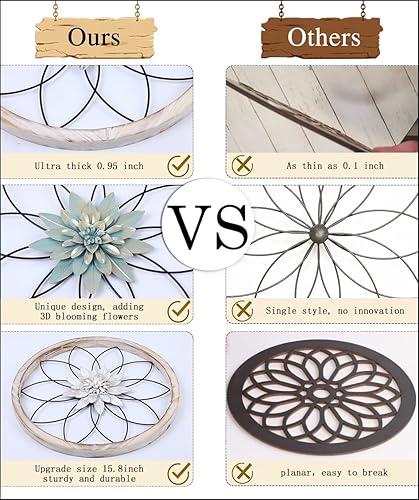 Miniatura 9 de FGstyle 3 piezas de decoración de pared de granja ultra gruesa, decoración rústica para el hogar, decoración colgante para exteriores, dormitorio,