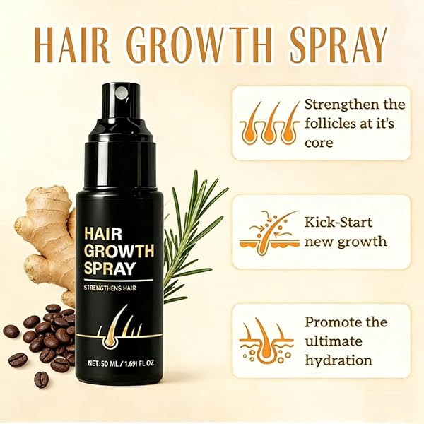 2 Stück Hair Growth Spray mit Holz Massagekamm 50ML Haarwachstum Spray Hair Growth Serum Haarwachstum Beschleunigt Reduziert Haarausfall bei Männern & Frauen - 3